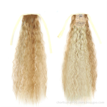 Natural Indian Virgin Cheveux Afro Kinky Curly Hair Ponytail Real Bandage Clips Ponytails Synthetic Hair Extensions Wrap Around